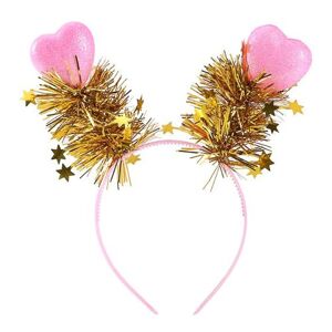 Larfraecy Bandeaux de cheveux en mousse en forme de coeur pour la Saint-Valentin 1PCS Cerceau en forme de coeur d'amour pour les fêtes de fin d'année Costume Photo Prop (Rose) - Publicité