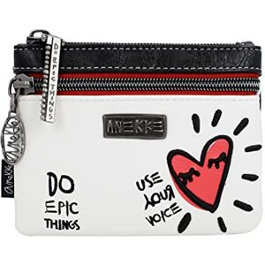 Anekke Portefeuille Femme Moyen Portefeuille Main Similicuir avec fermeture éclair Portefeuille Femme Moyen Collection Fun & Music Accessoires et accessoires Femme 14 x 10 x 1 cm, blanc - Publicité