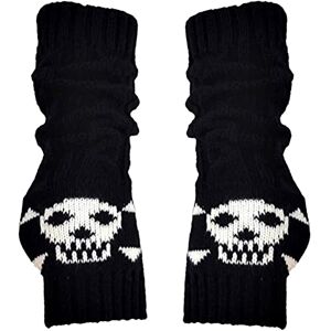 Danlai Gothic Punk Stretch Knitted Mechanic Skull Gloves Half Finger Winter Warm Long Gloves Length Sleeve Mittens Black - Publicité