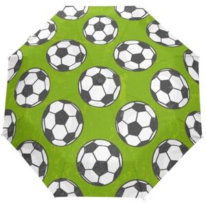 Mnsruu Parapluie compact à ouverture et fermeture automatique Motif football Coupe-vent Anti-UV, Multicolore, Taille unique - Publicité