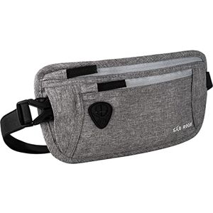 SAO ROQUE ® Sac Banane, Hommes Femmes Ceinture de Voyage Plat et Imperméable, Bloqueur RFID, 28x14x1cm, Ajustable 40-150cm (Gris Argenté Mélangé) - Publicité