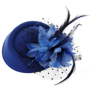 Tadoiooy Fascinator Hat,Fascinators Hats for Women Girls,Vintage Hats Vintage Flower Tea Party Hat Cocktail Veil Women's Fascinators with Clips Black Fascinator Headband Blue - Publicité