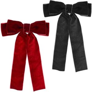 Molain Lot De 2 Nœuds À Cheveux Avec Gros Clips Et Gros Rubans Décorés De Style Vintage Élégants À Longue Queue En Velours Fin Pour Mariage Fête De Mariage Filles Femmes Adultes (Rouge/Noir) - Publicité