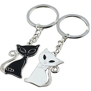 U-M 1 Paire de Chat Noir et Blanc Key Fob Personnalité Couple Pendentif pour Sac À Dos Porte-Monnaie Porte-Clé Voiture Trousseau Parfait Cadeau De Vacances De Haute Qualité Agréable et Pratique - Publicité