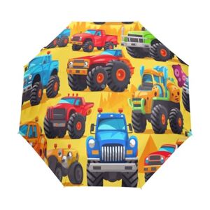 Mnsruu Big Trucks Parapluie compact avec ouverture et fermeture automatique Coupe-vent Anti-UV, Multicolore, Taille unique - Publicité