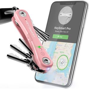 KeySmart Pro Porte-clés Compact avec lumière LED et décapsuleur Fonction Tile pour Localiser Vos clés perdues ou Votre téléphone avec Bluetooth Organiseur (jusqu'à 10 clés, Rose) - Publicité