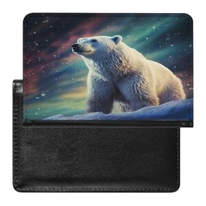 LFDSYEOQ Étui de protection pour passeport en polyuréthane avec emplacements pour cartes de crédit, motif cerf camouflage, pour homme/femme, Northern Lights Ours polaire, Taille unique, Minimaliste - Publicité