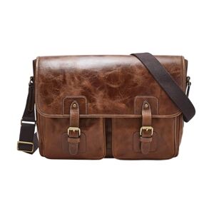 Fossil Sac pour hommes Greenville, Eco cuir/Eco cuir, sangle en polyester Trim Messenger cognac 40.7cm L x 7.0cm L x 29.3cm H - Publicité