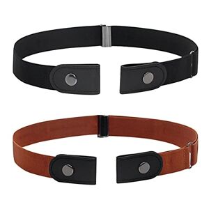 KLOP256 Ceinture Sans Boucle pour Homme Femme, 2 Pièces Ceinture Extensible Sans Boucle Invisible Ceinture Pour Jeans Jupes - Publicité