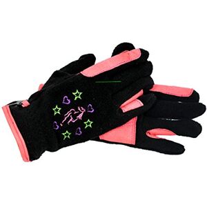 Riders Trend Girl's Riding Fleece Gloves Black/Pink, Child Medium - Publicité