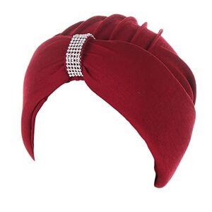 Couvre-cheveux ethnique bohème avec strass Turban pour femme Chapeau de tête pour cancer Bandeau pour femme Tendance (F-A, taille unique) - Publicité