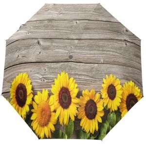 Mnsruu Parapluie compact en forme de tournesol sur planche en bois avec ouverture et fermeture automatique Coupe-vent et anti-UV, Multicolore, Taille unique - Publicité