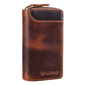 STILORD 'Devin' Petit Porte Clés Cuir Vintage Porte-Cartes pour Homme Porte Monnaie RFID Organiseur Slim Wallet en Cuir Véritable, Couleur:Kara Cognac - Publicité