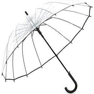 Lancoon Parapluie Clair De Bulle, Grande Ouverture Automatique De Coupe-Vent De 16 CôTes De Fibre De Verre Voient Voir KS10Black - Publicité