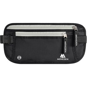 MOVEZEN Ceinture Cache Billets Homme Femme, Sac Banane Discret avec Sécurité RFID pour Carte de Crédit et Passeport, Pochette Secrète Utralégère, Ceinture de Voyage Antivol (Noir Profond) - Publicité