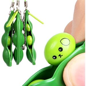 Générique Extrusion créative Pois Porte-clés Mignon Stress soulager Edamame Porte-clés pour Femmes Hommes Enfants Porte-clés Porte-clés drôle bibelot Jouets - Publicité