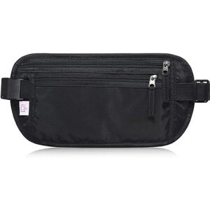 Zimoer Ceinture de Voyage Sac Banane, Ceinture pour Sécurité Caché Voyage, Pochette de Securite Femme ou Homme pour Argents, Cartes Sport Ceinture d’Argent Porte-Passeport Blocage RFID Tissu Imperméable - Publicité