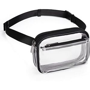 UTO Sac Banane Femme Homme Fanny Pack Ceinture Imperméable Synthétique Mode Léger Sac de Taille avec 3 Poches zippées PU Bracelet Transparent - Publicité