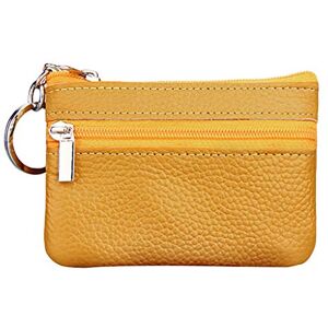 Luckywaqng Porte-monnaie petit sac en cuir à fermeture éclair pour femme avec porte-monnaie portefeuille homme grand pour papiers, jaune, Taille unique - Publicité