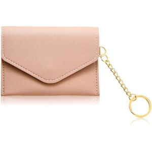 Amabro Petit porte-monnaie en cuir avec porte-clés, pochette pour pièces de monnaie, porte-cartes pour homme et femme, rose, Polyuréthane - Publicité