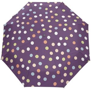 Mnsruu Parapluie compact avec motif à pois colorés Ouverture automatique Coupe-vent et anti-UV, Multicolore, Taille unique - Publicité