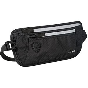 SAO ROQUE ® Ceinture de Voyage, Hommes Femmes Sac Banane Running pour Passeports, Billets, Cartes de Crédit, avec RFID-Blocage, Plat Imperméable Ajustable (Noir XL) - Publicité