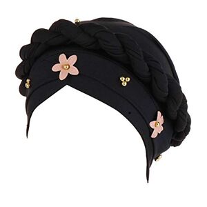 MoreChioce Turban Chapeau avec Perles,Bonnet Cheveux Bandana Chimio pour Femmes Musulman Stretch Casquette,Perle Noir - Publicité