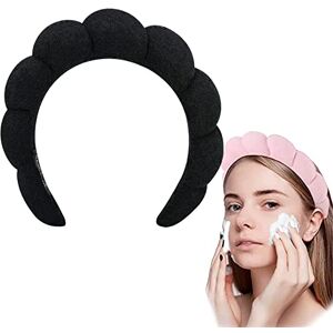 SLGE Mimi and Co Spa Headband for Women Sponge & Terry Towel Cloth Fabric Head Band for Skincare, Makeup Puffy Spa Headband, Soft & Absorbent Material, Hair Accessories (Black) - Publicité