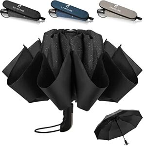 STYNGARD Parapluie Homme Luxe Pliant Anti Tempete jusqu'à 140 km/h Resistant Parapluie Isotoner Modèle  (black) - Publicité