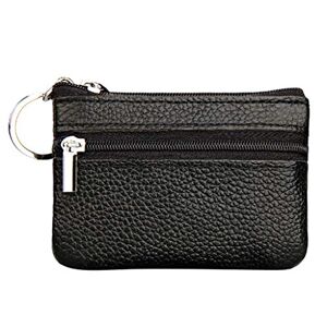 Luckywaqng Porte-monnaie petit sac en cuir à fermeture éclair pour femme avec porte-monnaie portefeuille homme grand pour papiers, Noir , Taille unique - Publicité