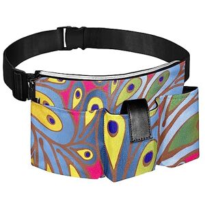 suojapuku Pochette à Outils de Voyage pour Sac de Ceinture,Sac bananeArt Abstrait Coloré Plume De Paon,Ceinture réglable en Toile Durable avec Fermeture à glissière - Publicité