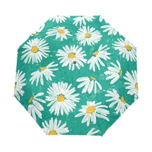 Mnsruu Parapluie compact à ouverture et fermeture automatique Motif marguerites, Multicolore, Taille unique - Publicité