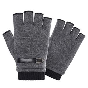 INTVN Homme Gants Sans Doigts 1 Paires Hiver Chaud Tricot Gants Unisexe Gants Tricoté Demi-Doigts Mitaines Gris (Taille: L) - Publicité