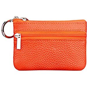 Luckywaqng Porte-monnaie petit sac en cuir à fermeture éclair pour femme avec porte-monnaie portefeuille homme grand pour papiers, Orange, Taille unique - Publicité