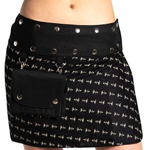 Ufash Mini jupe portefeuille été pour femme, réversible, taille réglable avec sa ceinture bouton pression Noir Taille unique - Publicité