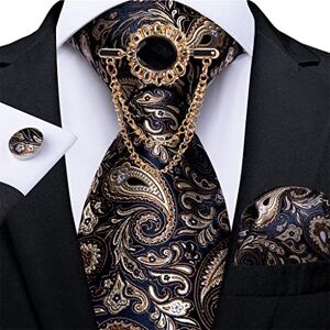 SUNMME Cravate pour hommes broche costume cravate en soie mouchoir boutons de manchette costume cravate de fête de mariage - Publicité