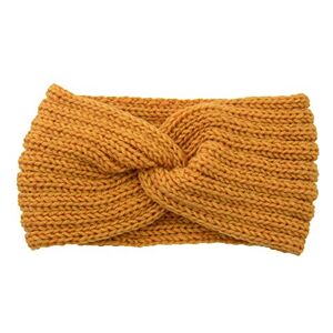 Bandeaux à cheveux extensibles en tricot doux pour l'hiver Bandeau d'oreille pour femme Bandeau épais (jaune #2, taille unique) - Publicité