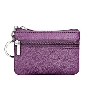 Luckywaqng Porte-monnaie petit sac en cuir à fermeture éclair pour femme avec porte-monnaie portefeuille homme grand pour papiers, lilas, Taille unique - Publicité