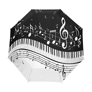 BIGJOKE Parapluie 3 plis à ouverture automatique, note de musique, piano, coupe-vent, léger, parapluie compact pour garçons, filles, hommes et femmes - Publicité