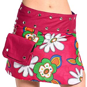 Ufash Mini jupe portefeuille été pour femme, réversible, taille réglable avec sa ceinture bouton pression, rouge Taille unique - Publicité