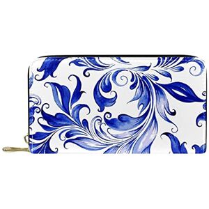 Générique Portefeuille long classique en cuir avec plume bleue pour pièces de monnaie, cartes, sac à monnaie tendance pour homme et femme, multicolore, 19x11.5x2.5cm/7.5x4.5x1in, Classique - Publicité