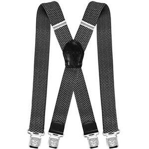 Decalen Bretelles pour homme Largeur : 4 cm Avec 4 clips en métal très solide Taille unique Réglable et élastique Style X, gris, taille unique - Publicité