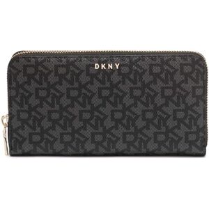 DKNY Bryant Grand Portefeuille avec Fermeture éclair et Logo revêtu, bi-Fold Femmes, Noir, Large Zip Around - Publicité