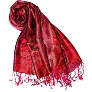 Lorenzo Cana Pashmina Foulard jacquard tissé 100 % soie Motif cachemire Écharpe en soie pashmina Multicolore 70 x 190 cm - Taille Unique - Publicité