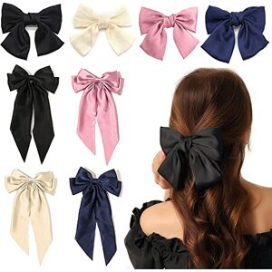 HAOTIAN-X Lolita Lot de 8 barrettes à cheveux avec grand nœud en satin soyeux Couleur unie Grand Nœud pour cheveux Nœud papillon Pinces à cheveux Accessoires pour femmes et filles - Publicité