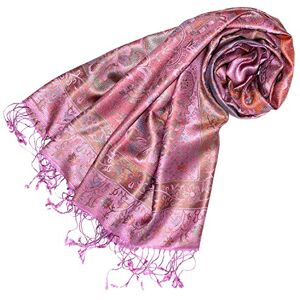 LORENZO CANA Écharpe Pashmina Jacquard tissé 100% soie Motif cachemire Multicolore 70 x 190 cm - Publicité