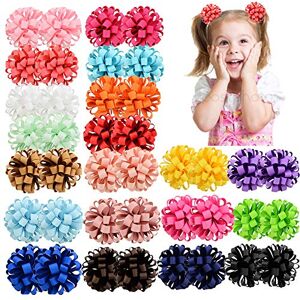 choicbaby 40 pcs Bébé Filles Arc Élastique Cheveux Cravates 3 pouces Ruban Gros-Grain Bande de Cheveux Titulaire de Queue de Cheval Accessoires de Cheveux pour Enfants Tout-petits - Publicité