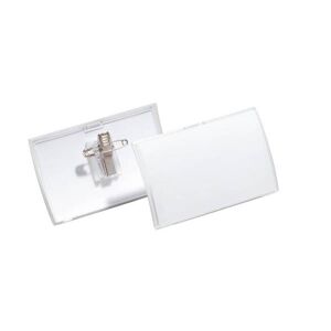 Durable Boîte 25 Porte-badges Click Fold en polypropylène avec pince combi - L90 x H54 mm - Transparent
