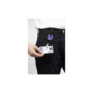 Durable Porte-carte avec enrouleur, oval, bleu