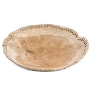 Bazar Bizar Bol en bois de teck et cuir Beige 30x6x30cm